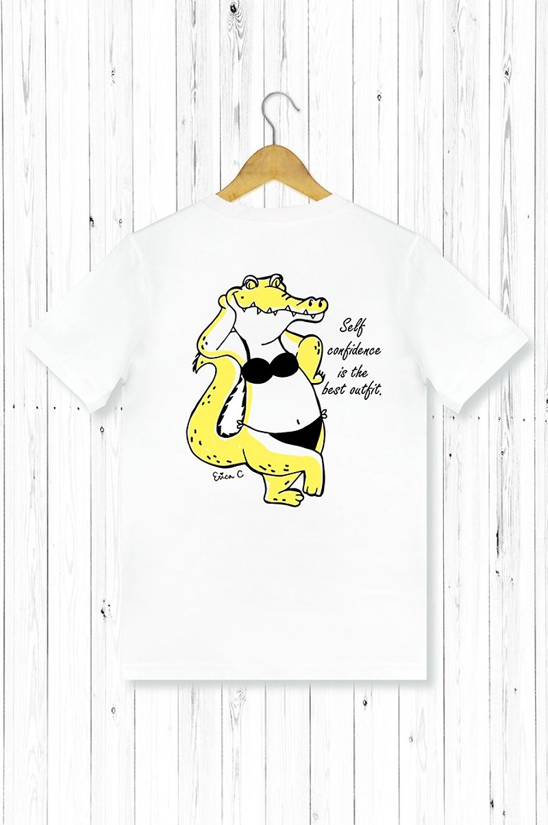 STATELYWORK 鳄鱼-男白T恤 - 男装上衣/T 恤 - 棉．麻 黄色