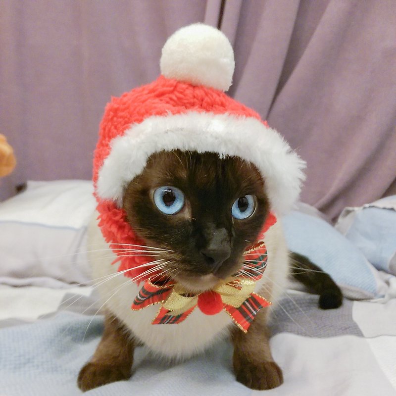 限量!现货!*圣诞小精灵猫狗宠物帽子S号 - 衣/帽 - 聚酯纤维 红色