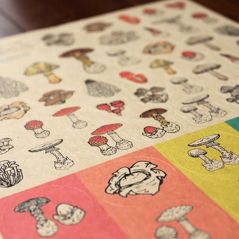 キノコ図鑑シリーズ　キノコと毒キノコのシール - 贴纸 - 纸 多色