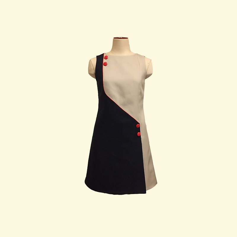 retro retro one-piece dress jeanne2 sleeveless - 洋装/连衣裙 - 聚酯纤维 卡其色
