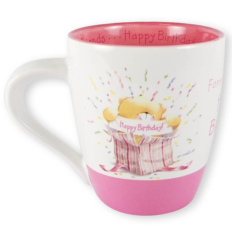 FF双色粉红马克杯/生日快乐 - 咖啡杯/马克杯 - 陶 白色