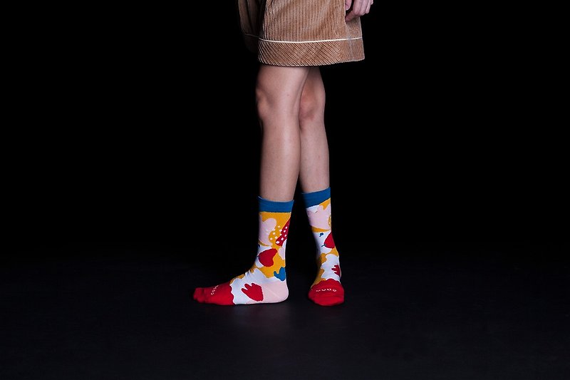 Dear, Buncho系列 热带雨林 红色 男袜 女袜 色袜 几何图案 - 袜子 - 棉．麻 红色