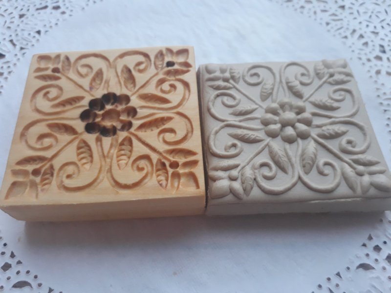 Wooden cookie mold, stamp for gingerbread, springerle stamp for cookie and clay. - 美食 - 木头 咖啡色