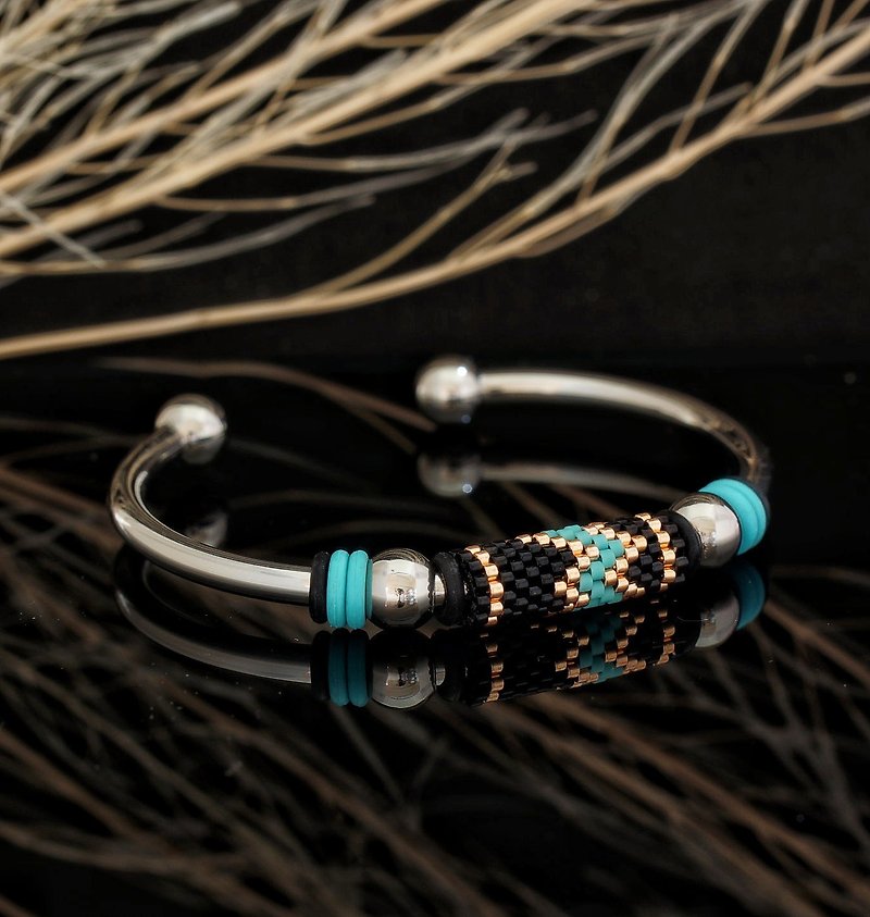 手织 4mm 不锈钢 Peyote-26 日本 Aiko 串珠手镯 - 手链/手环 - 其他金属 多色