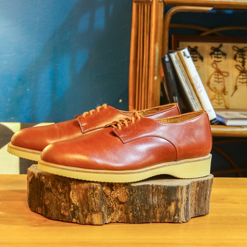 【展示打样品】纯手工订制 德比鞋-DE03 棕红 皮鞋 男 绅士鞋 - 男款皮鞋 - 真皮 咖啡色