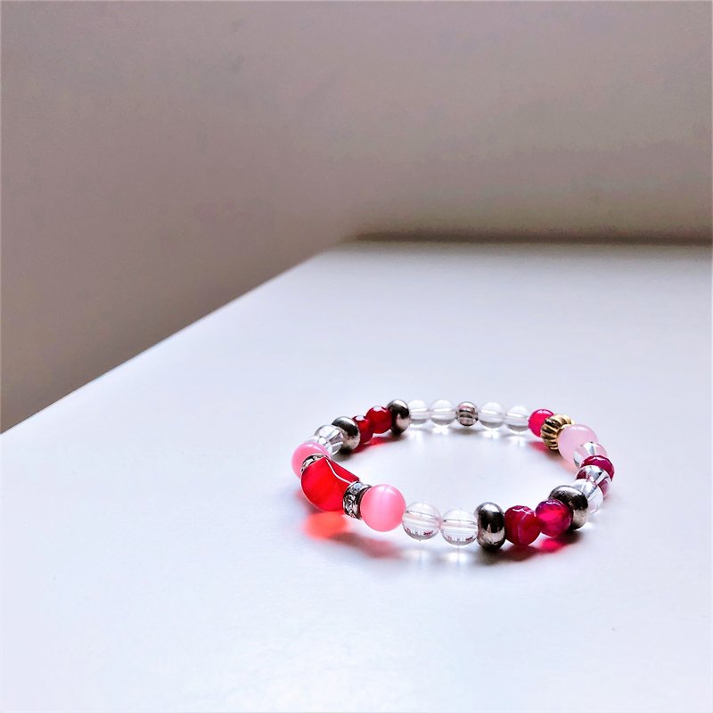 扭转半宝石水晶玉髓 矿石手链 - 手链/手环 - 其他材质 粉红色