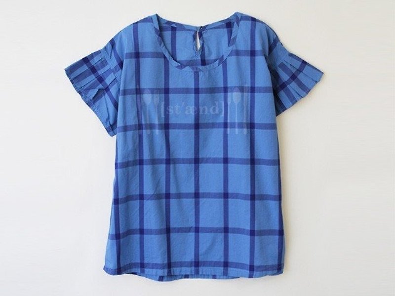 レーザープリントシャツ -ブルー-　8512-03003-30 - 女装上衣 - 棉．麻 蓝色