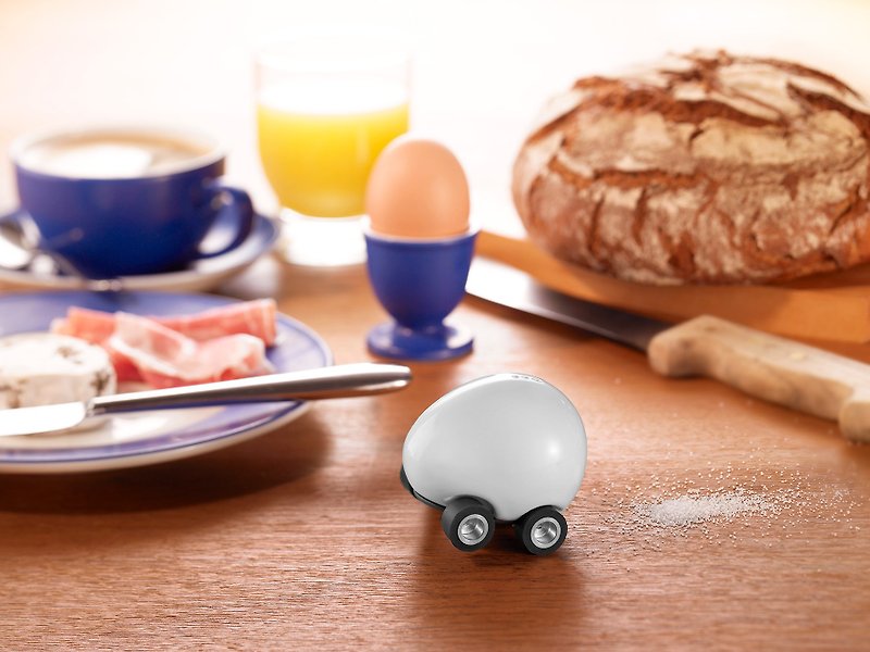【定制化礼物】蛋蛋回力车盐罐 - 调味罐/酱料瓶 - 瓷 白色