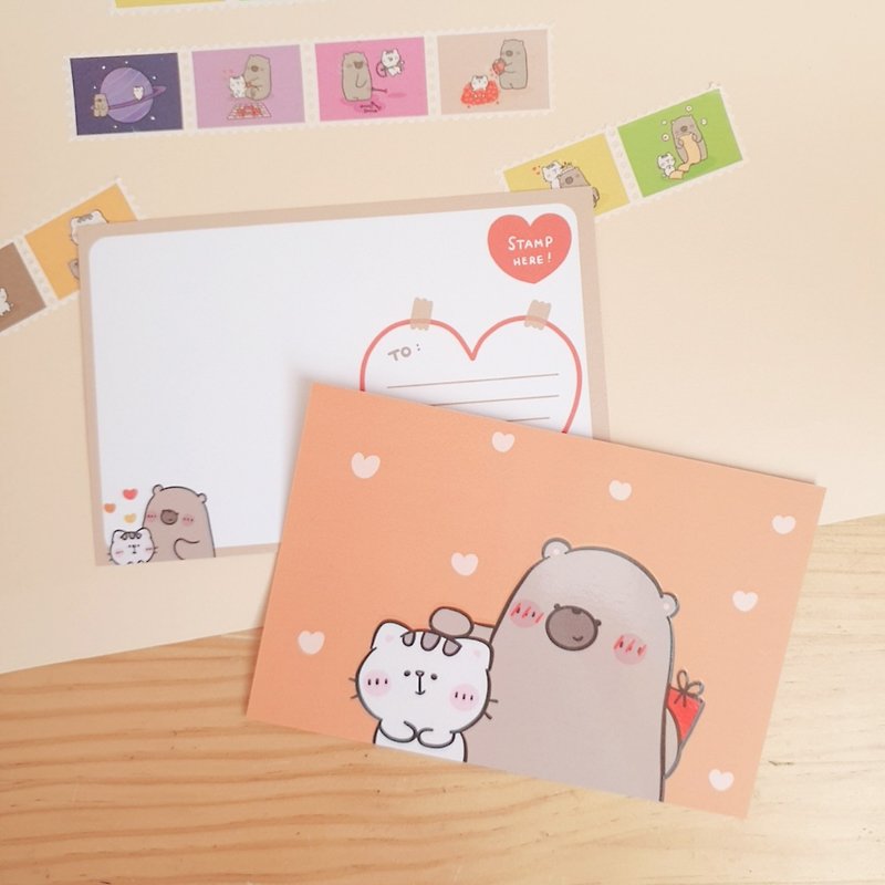 Postcard : Love story - Orange Heart - 木工/竹艺/纸艺 - 纸 橘色
