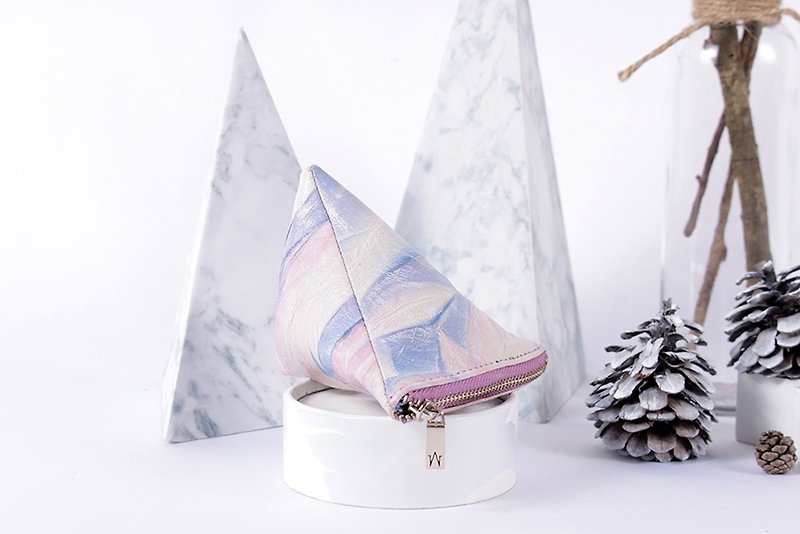 Mini Pyramid 立体三角形 零钱包 小物包 #Pantone2016 年度之色 - 皮夹/钱包 - 真皮 粉红色