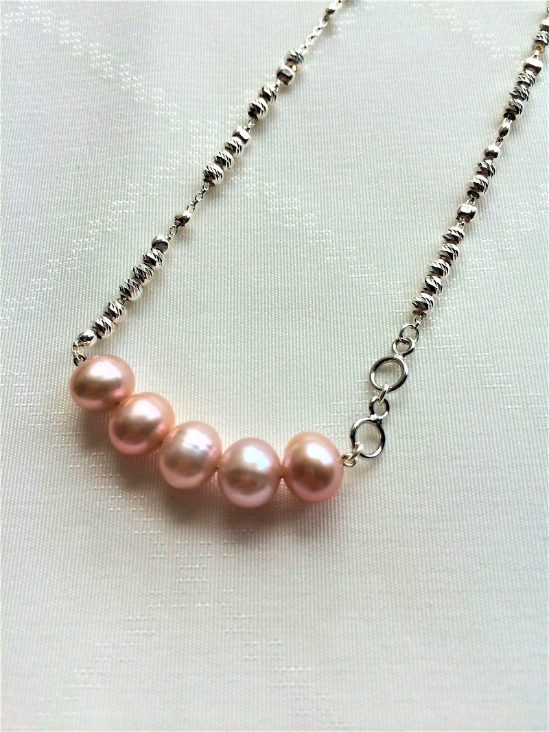 100%自家设计925纯银粉红色淡水珍珠吊咀 - 项链 - 珍珠 粉红色