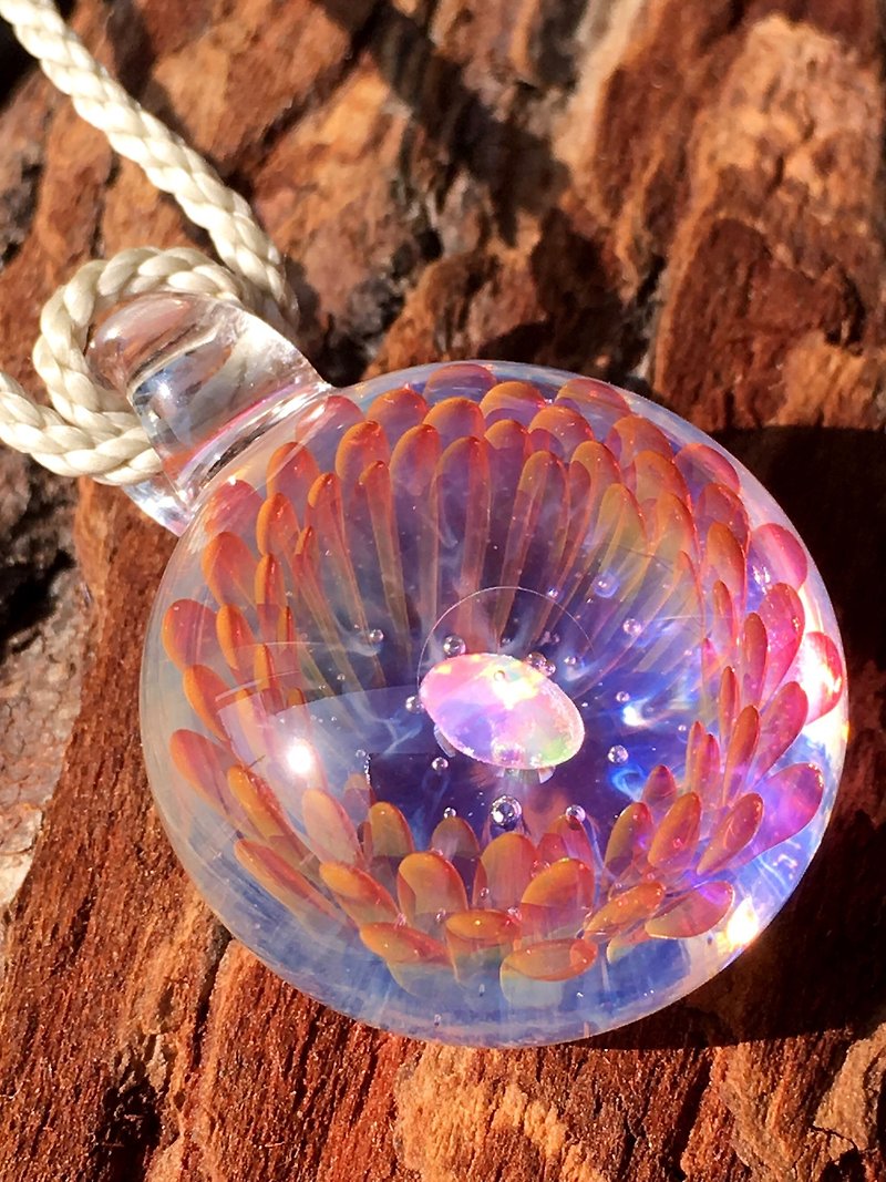 boroccus オパール 幾何学模様 耐熱ガラス ペンダント  - 项链 - 玻璃 粉红色