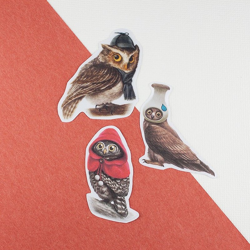 透明贴纸 - OWL - 防水、防刮、防晒 -任选4张 - 贴纸 - 纸 咖啡色