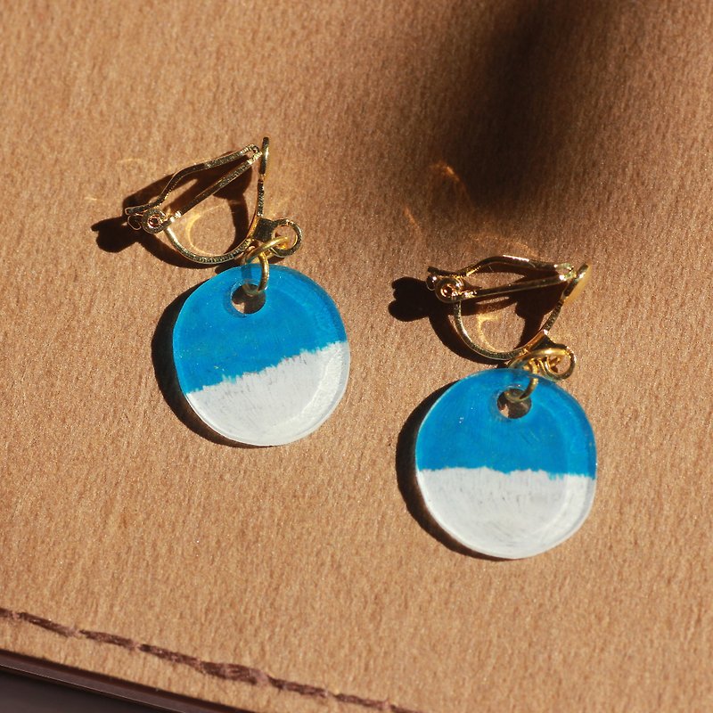 富士山 - 针夹式耳环 - 耳环/耳夹 - 塑料 蓝色