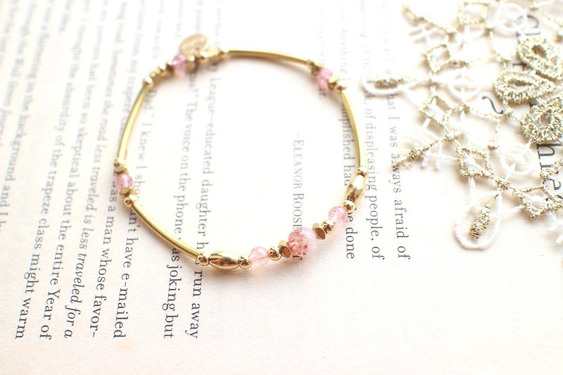 Pink 草莓-草莓晶  黄铜手环 - 手链/手环 - 其他金属 粉红色