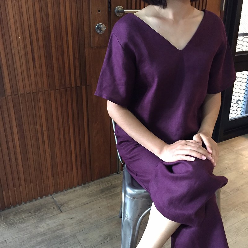 Linen clothing - 女装 T 恤 - 棉．麻 紫色