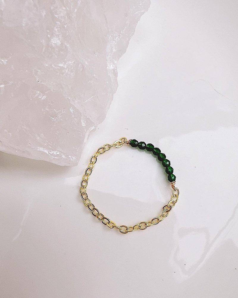 C&W 天然急细祖母绿尖晶18k介环指环 - 戒指 - 玉石 金色