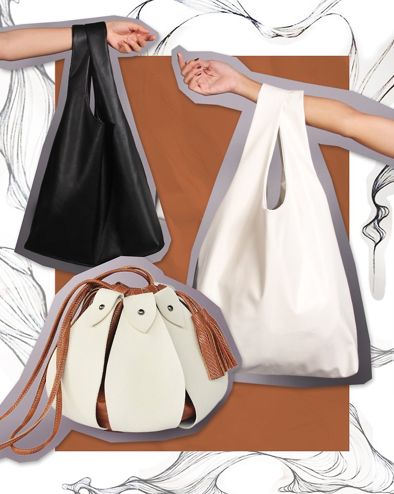 everyday hipster tote bag and vacation time cute shoulder drawstring bag - 手提包/手提袋 - 人造皮革 卡其色