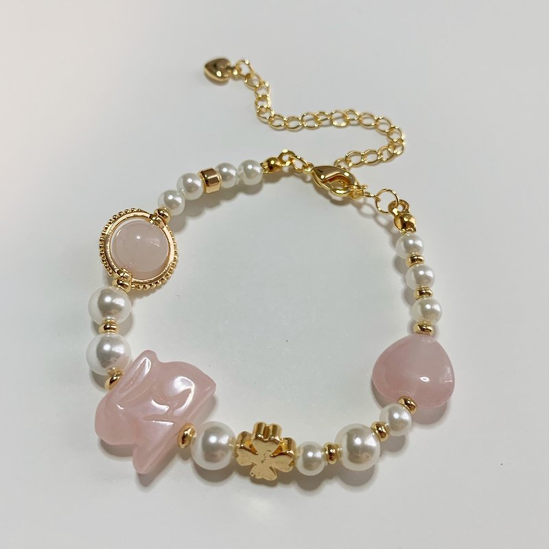 祝福与爱水晶手链 － 粉晶与珍珠手作饰品 - 手链/手环 - 水晶 粉红色