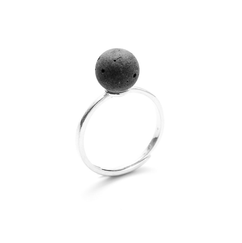 迷你月球月全蚀水泥指环 / 戒指 | 星球系列 (银 / 玫瑰金) - 戒指 - 水泥 黑色