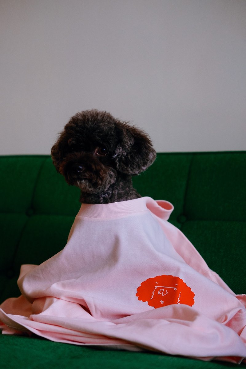 Small Head Dog/ 低调小狗头 Tee Pink - 中性连帽卫衣/T 恤 - 棉．麻 粉红色