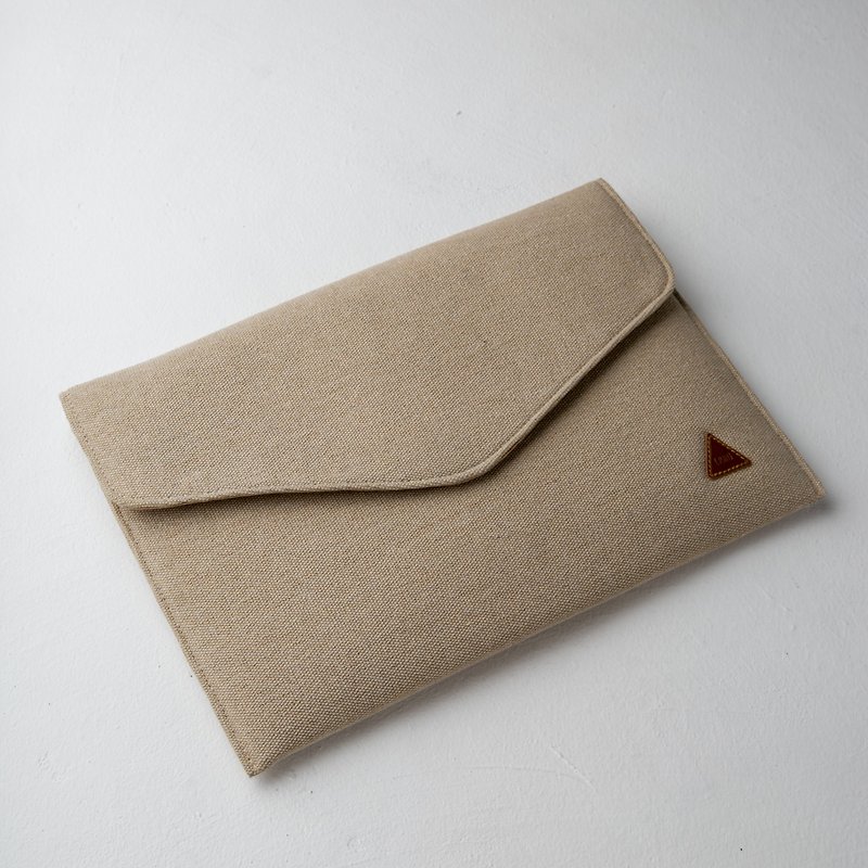 Rustic Envelope Document handbag Beige - 电脑包 - 棉．麻 白色