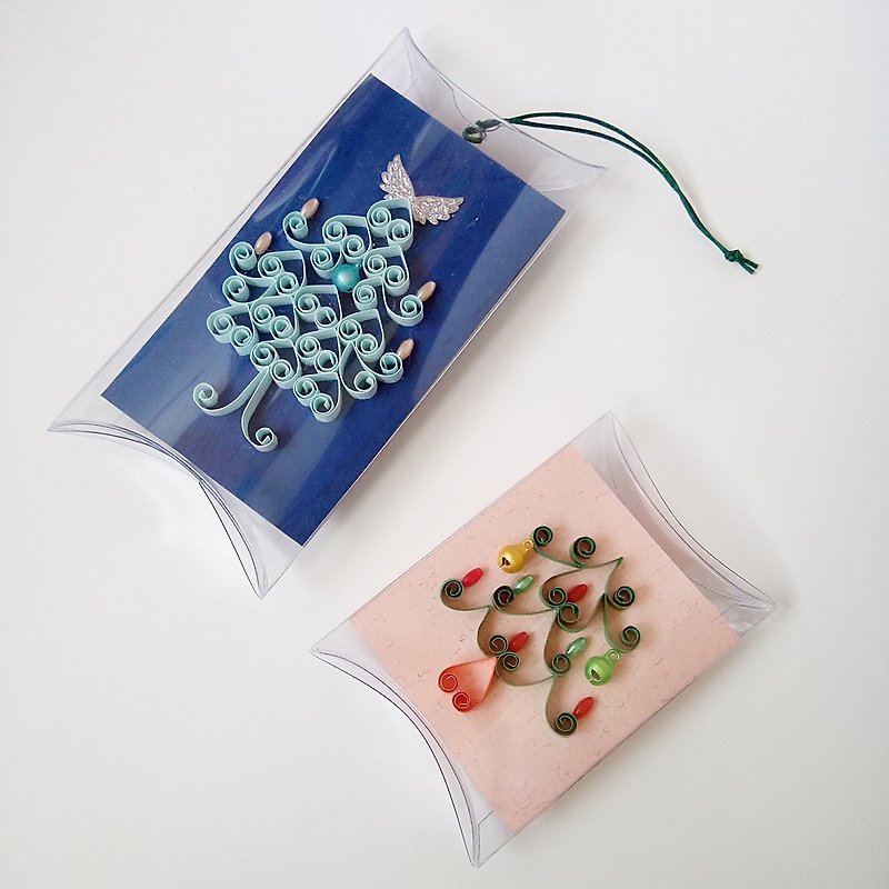 手工制作纸卷圣诞小卡吊饰两件组 - 吊饰 - 纸 蓝色