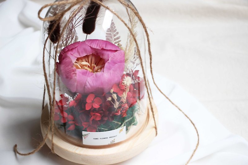 定制玻璃罩花-干燥牡丹限定(含小花束卡片) - 摆饰 - 植物．花 