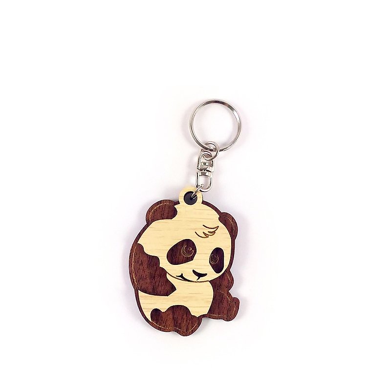 【教师节礼物】木雕钥匙圈-熊猫 - 钥匙链/钥匙包 - 木头 咖啡色