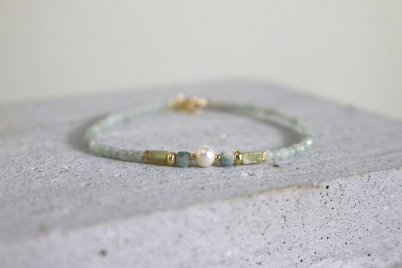 五月诞生石 手链 珍珠 翡翠 玛瑙 - 远行 - - 手链/手环 - 宝石 绿色