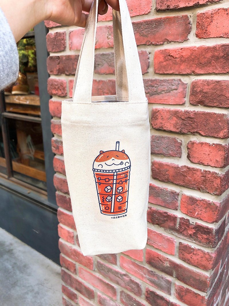 泰式奶茶の日常 帆布饮料袋(冰坝杯杯) 手工印制 Thai Canvas bag - 随行杯提袋/水壶袋 - 环保材料 