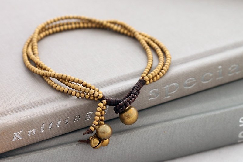 简单的逗人喜爱的黄铜手镯串珠的被编织的多链子垂悬 - 手链/手环 - 其他金属 金色