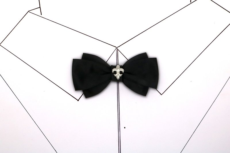 黑色真丝铆钉复古领结个性蝴蝶结 - 领带/领带夹 - 丝．绢 黑色