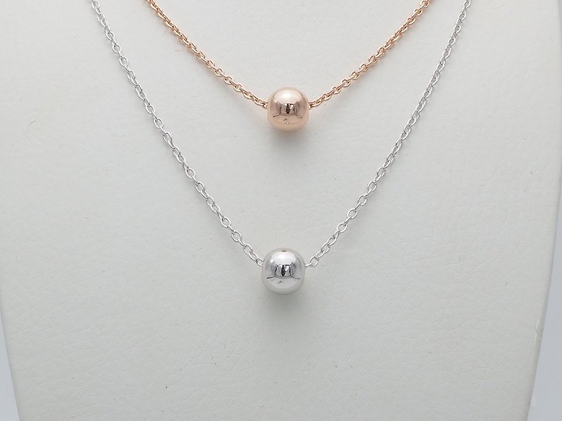 Single floating silver bead necklace - 项链 - 纯银 银色