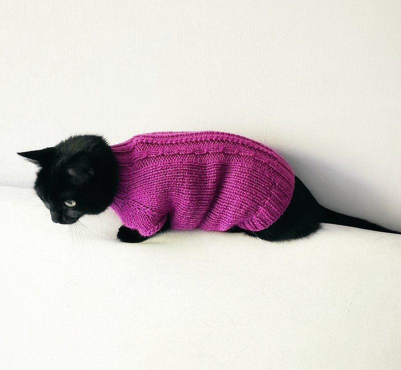 Cat sweater cable pet sweater  cat jumper cat jacket dog jacket pet supplies - 衣/帽 - 羊毛 