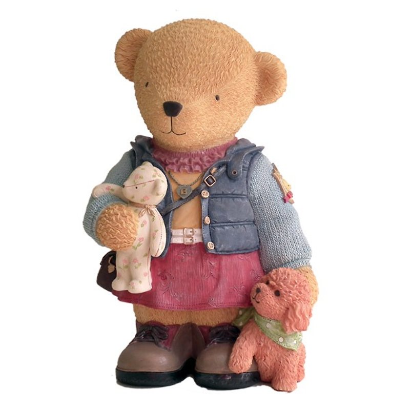 【BEAR BOY】抱熊女熊存钱筒-蓝背心 - 储蓄罐 - 其他材质 
