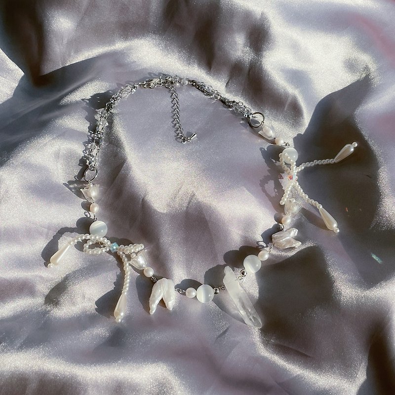 White crystal necklace 白水晶串珠颈链 - 项链 - 水晶 白色