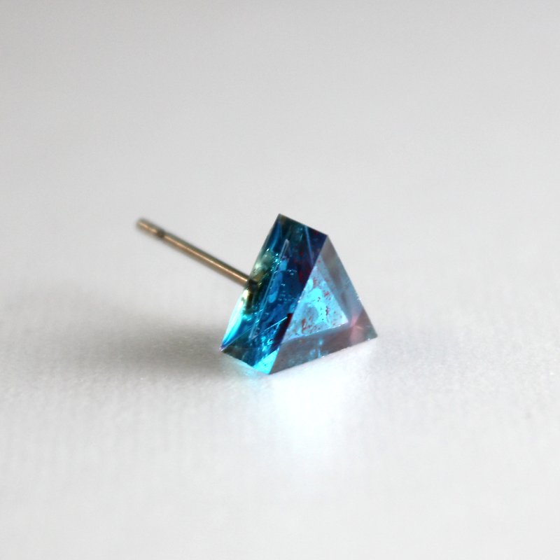 蓝色树脂耳环 / 534 / 三角形 / 歌剧院 Opera House - 单只 - 耳环/耳夹 - 塑料 蓝色