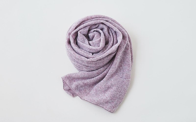 カシミアリネンニットストール　ライトパープル - 丝巾 - 棉．麻 紫色