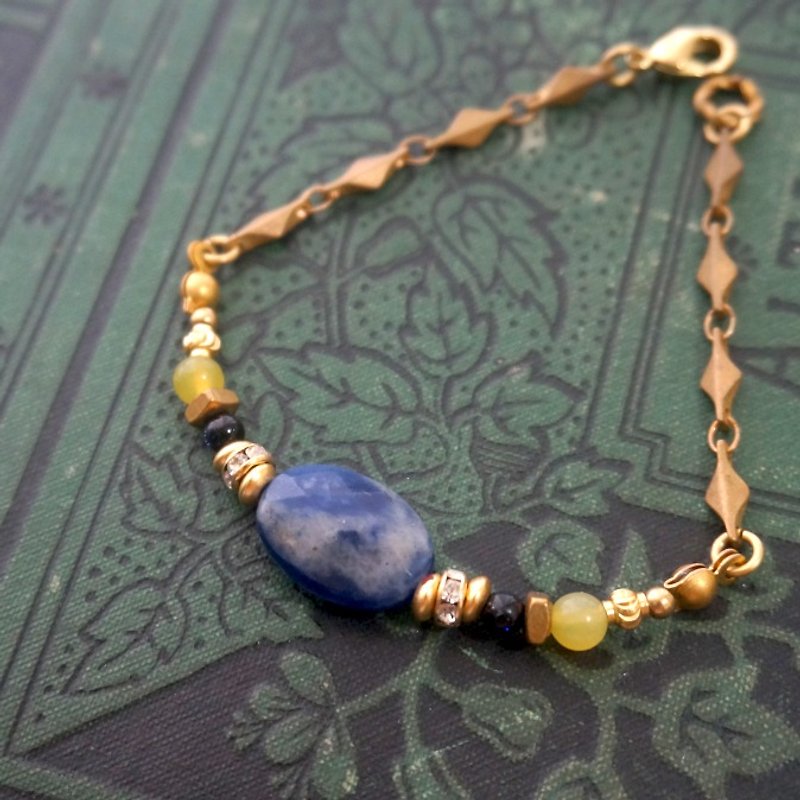 璀璨纪念-苏打石黄铜设计手链 - 手链/手环 - 宝石 蓝色
