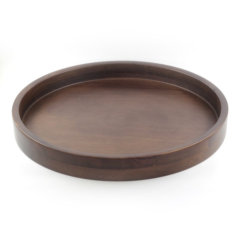 |巧木| 木制圆形托盘/木托盘/木盘/橡胶木/胡桃木色 - 碗 - 木头 咖啡色