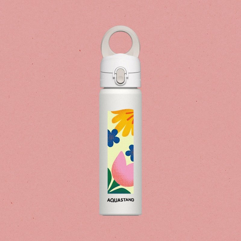 AquaStand磁吸水壶-不锈钢保温瓶|独家设计/花花世界(白) - 手机座/防尘塞 - 不锈钢 白色