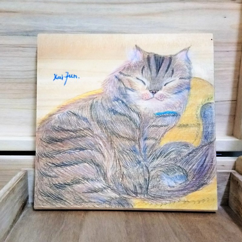 Chubby Cat 色铅笔画创作 - 海报/装饰画/版画 - 颜料 多色