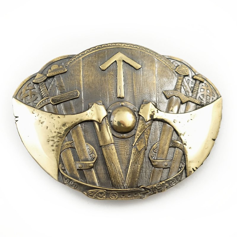Tiwaz soild brass belt buckle, Celtic Tyr rune belt - 腰带/皮带 - 其他材质 金色