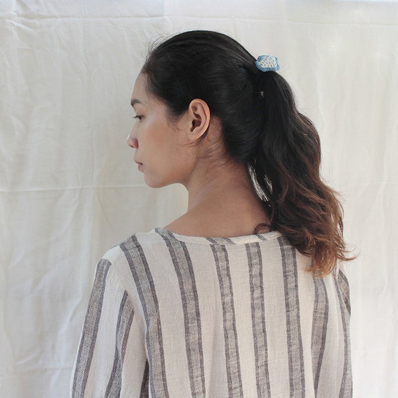linnil: Stripe blouse / linen cotton fabric / black & white - 女装上衣 - 棉．麻 黑色