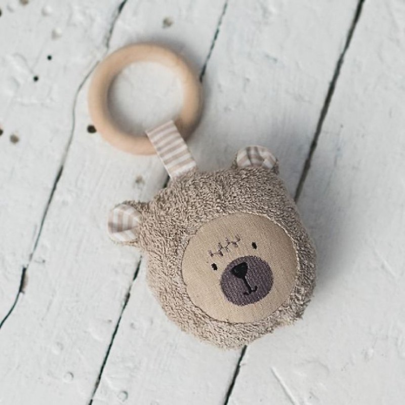 Wooden teething ring toy teddy bear  - 玩具/玩偶 - 棉．麻 咖啡色