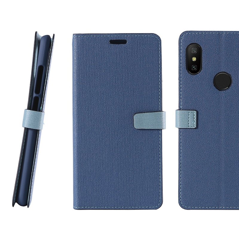 CASE SHOP 红米Note6 Pro 专用侧掀站立式皮套-蓝(4716779660623) - 手机壳/手机套 - 人造皮革 蓝色