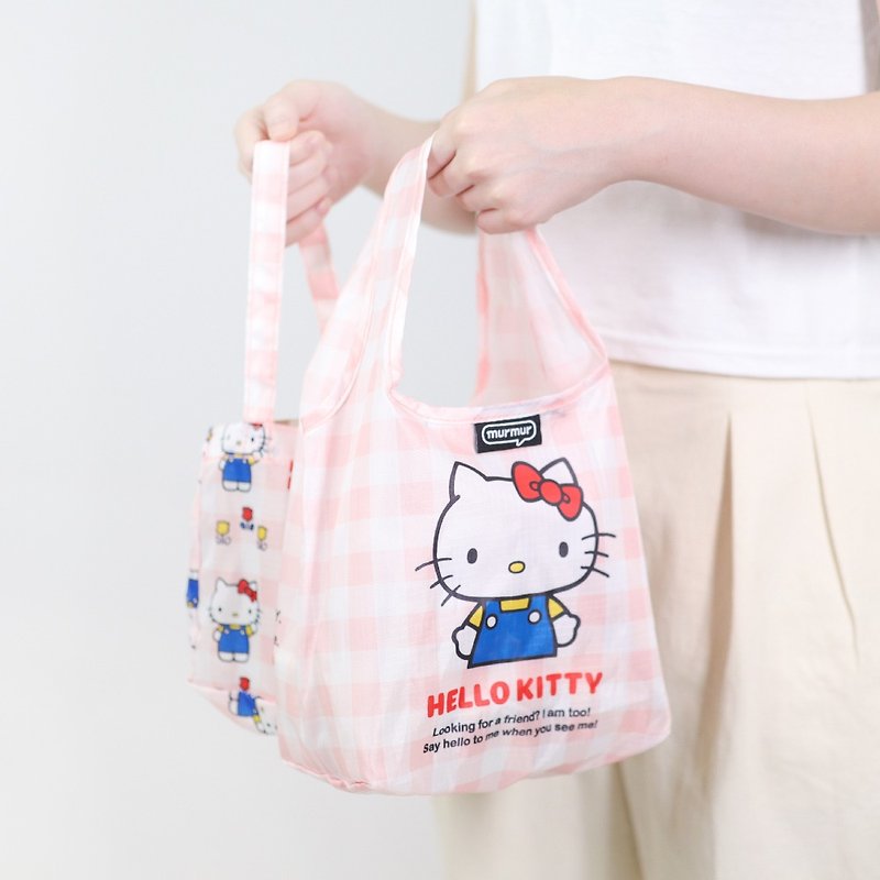 murmur餐餐袋|hello kitty 粉白格|3way小提袋推荐 - 手提包/手提袋 - 聚酯纤维 粉红色