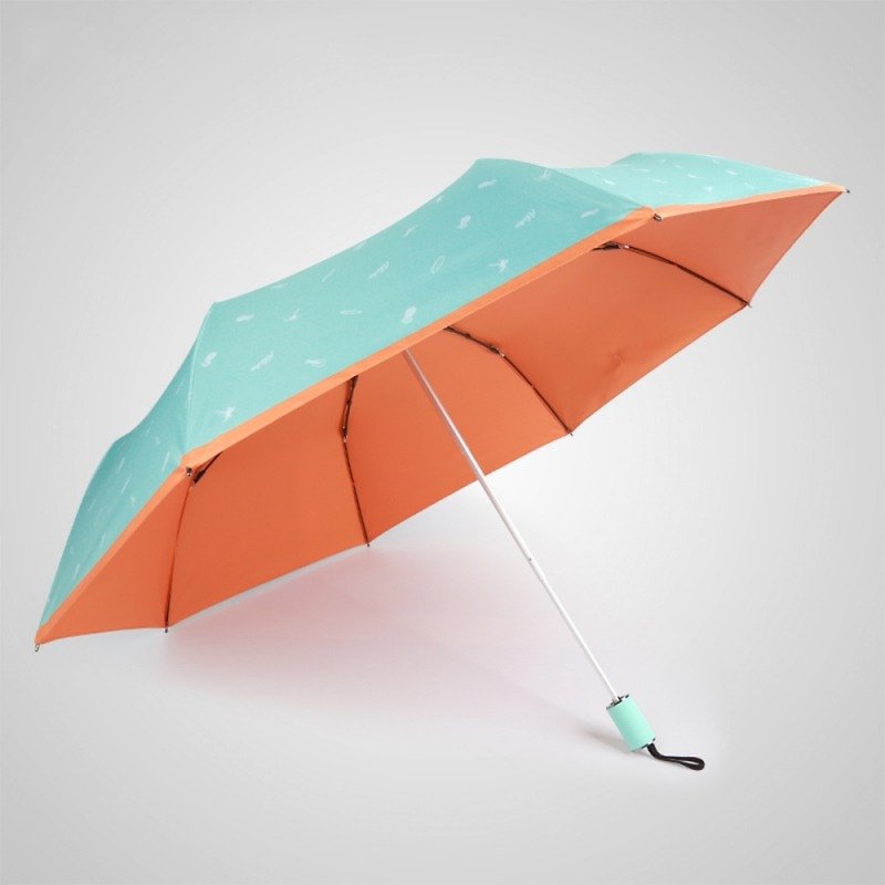 【德国kobold】抗UV夏威夷风情-超轻巧 遮阳防晒三折伞-橘色A - 雨伞/雨衣 - 其他材质 