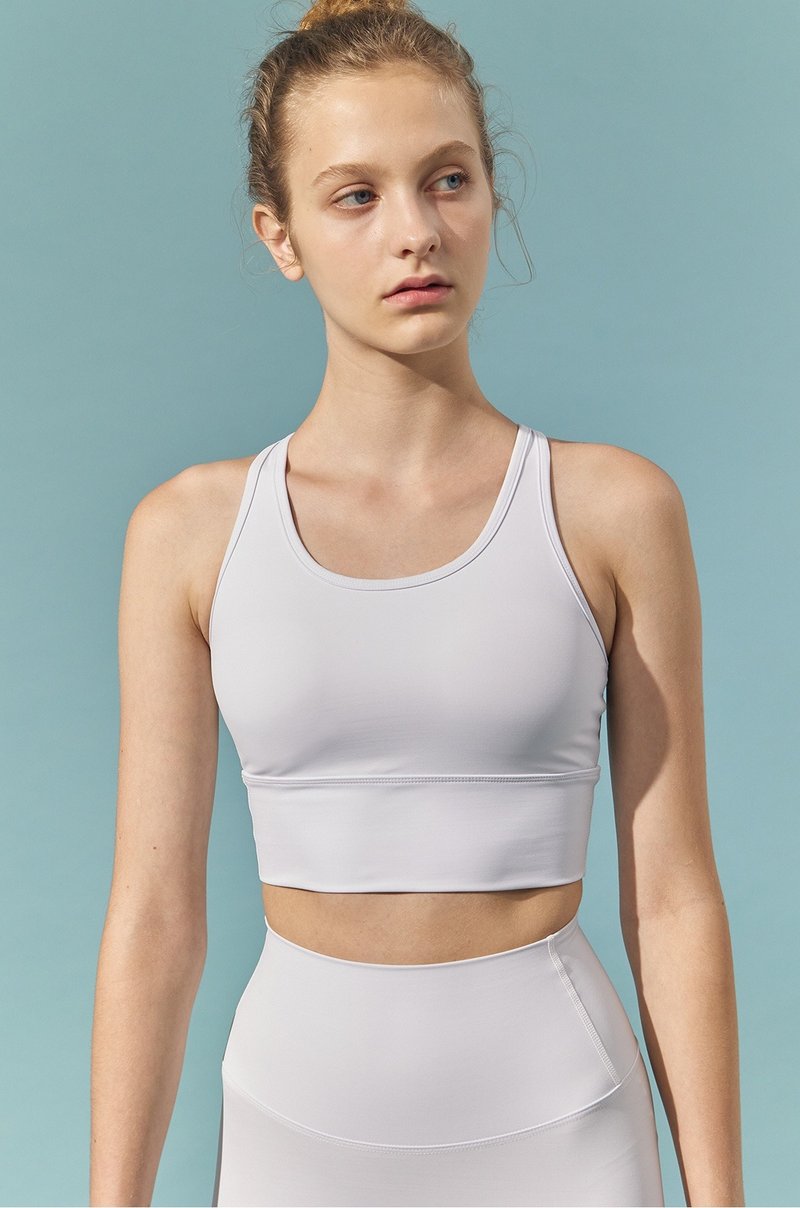 New Free Move Bra Top (Iced Silver) - 女装瑜珈服 - 聚酯纤维 白色